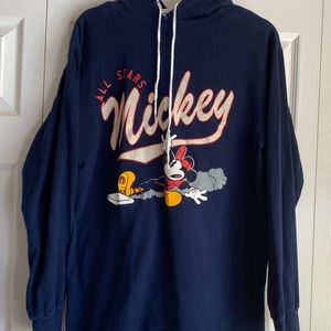 Vintage 1990's The Disney Store Sweatshirt All Stars Mickey Baseball Hoodie Sz L